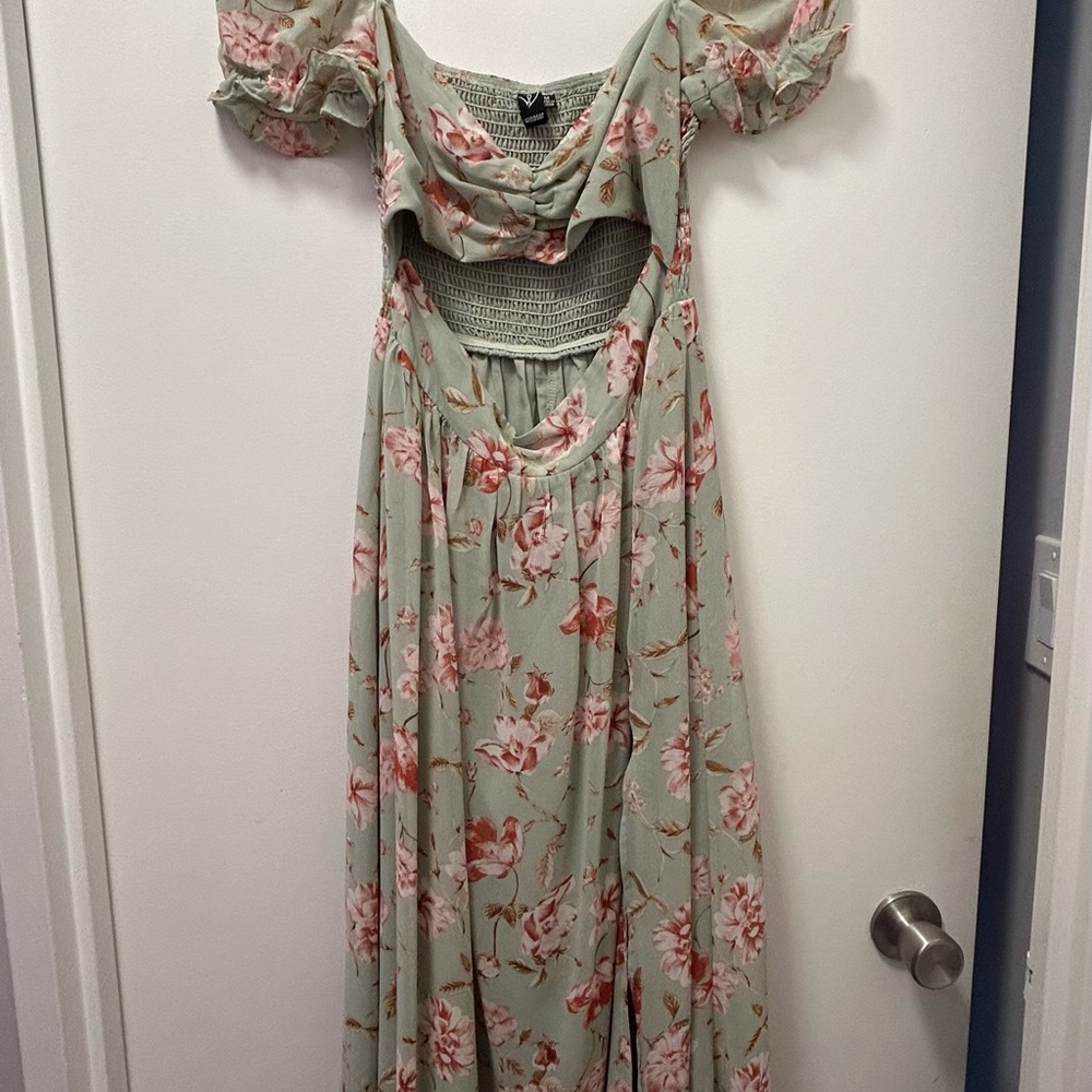 Floral Mint and Floral Puff Sleeve Dress